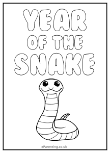 Year of the Snake Free Printable Colouring Picture